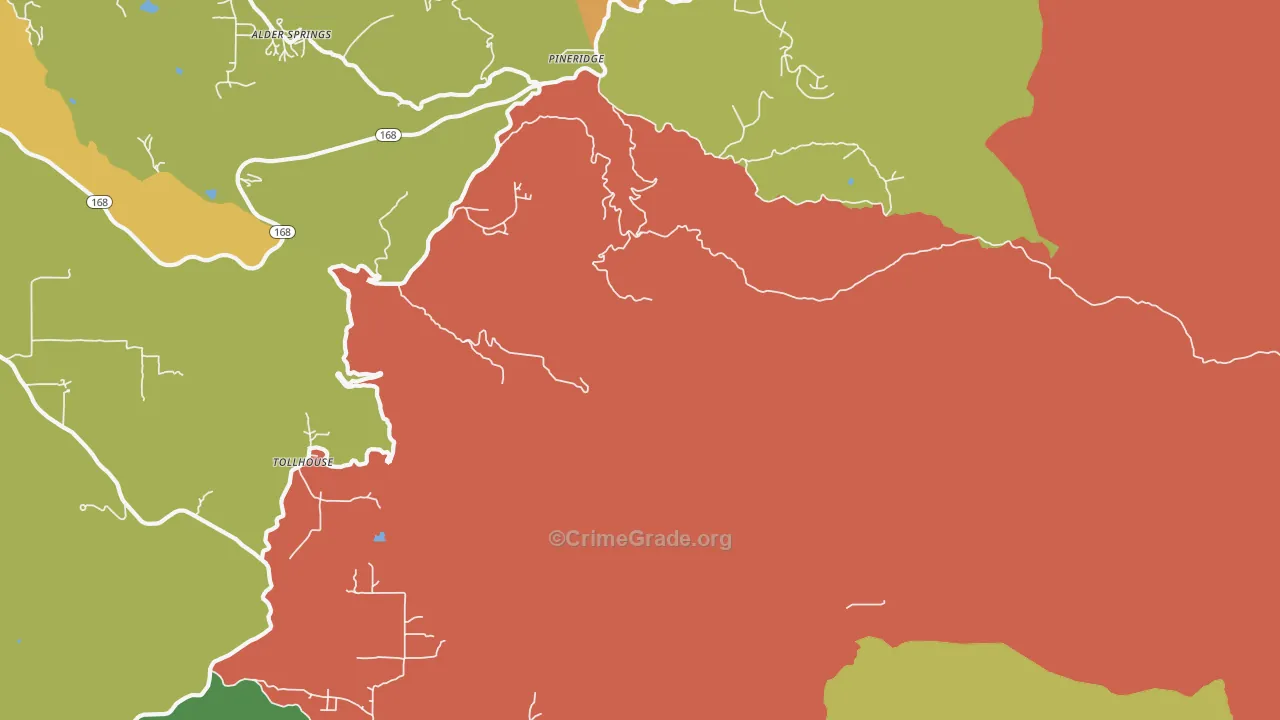Pineridge, CA Map of Vandalism Rates
