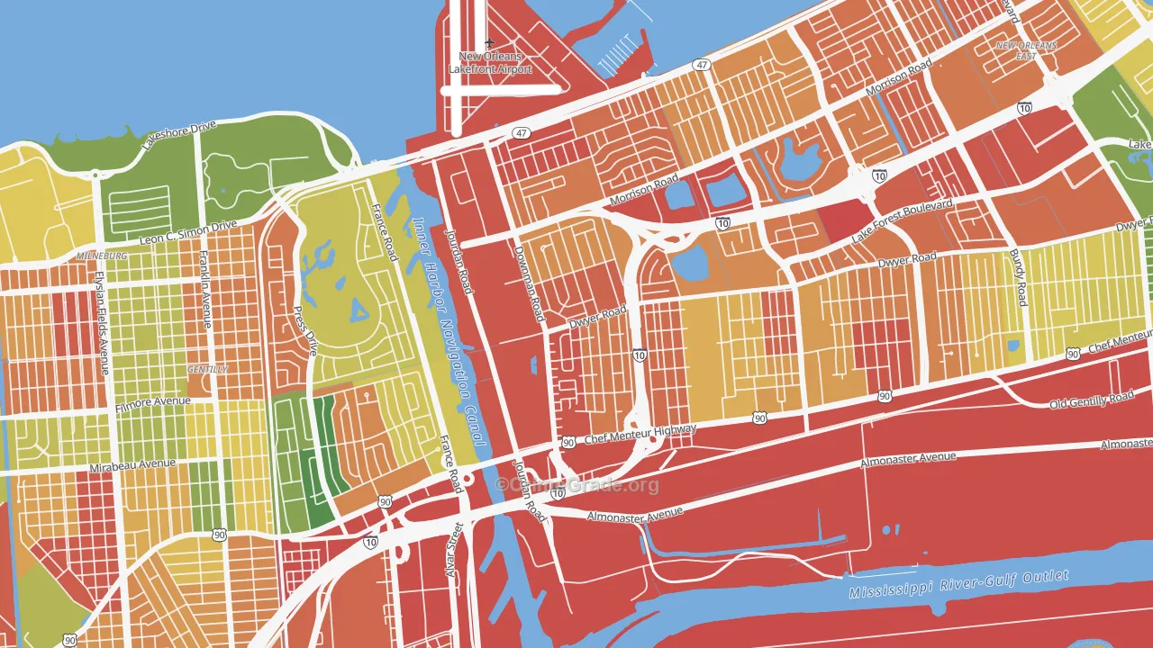 Pines Village, New Orleans, LA Map of Vandalism Rates