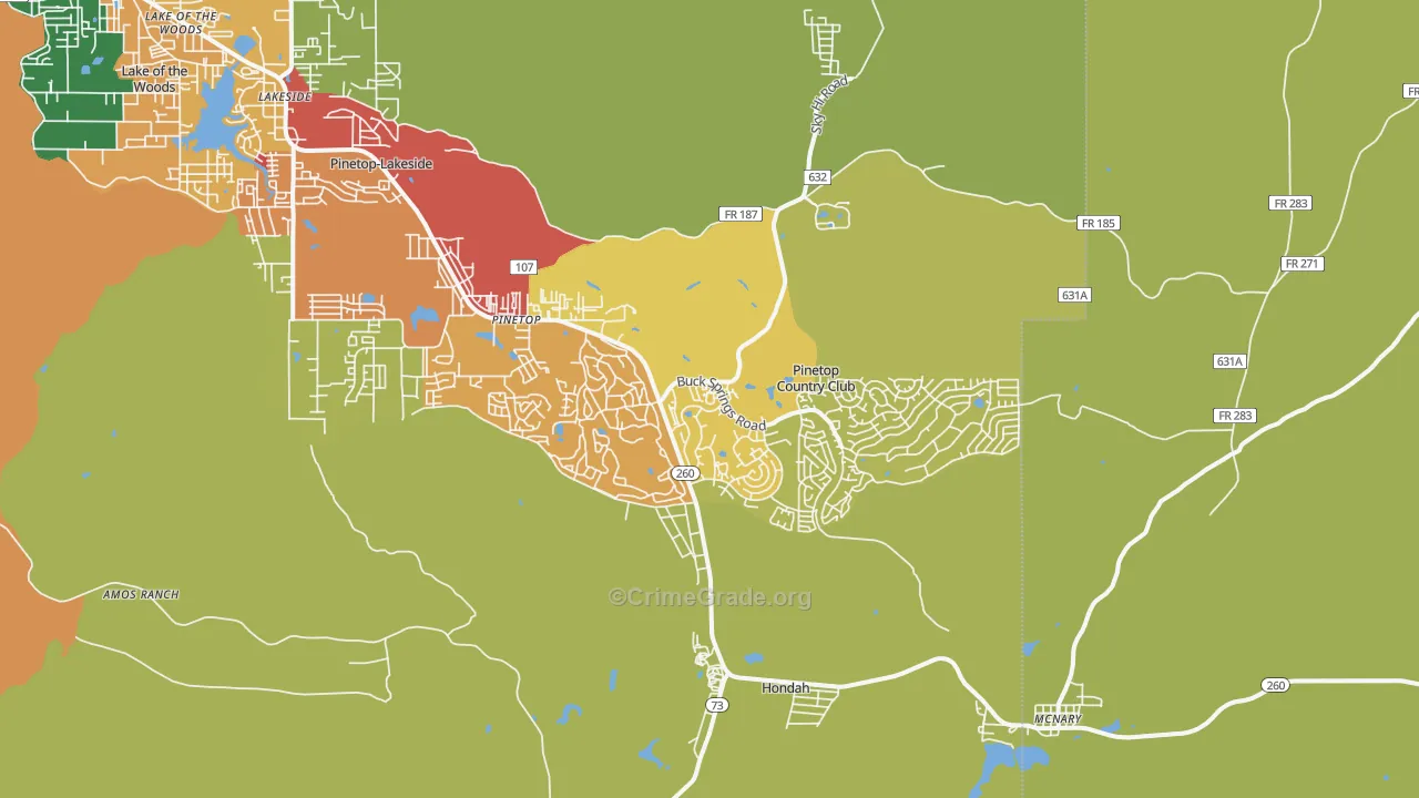 Pinetop, AZ Map of Vandalism Rates