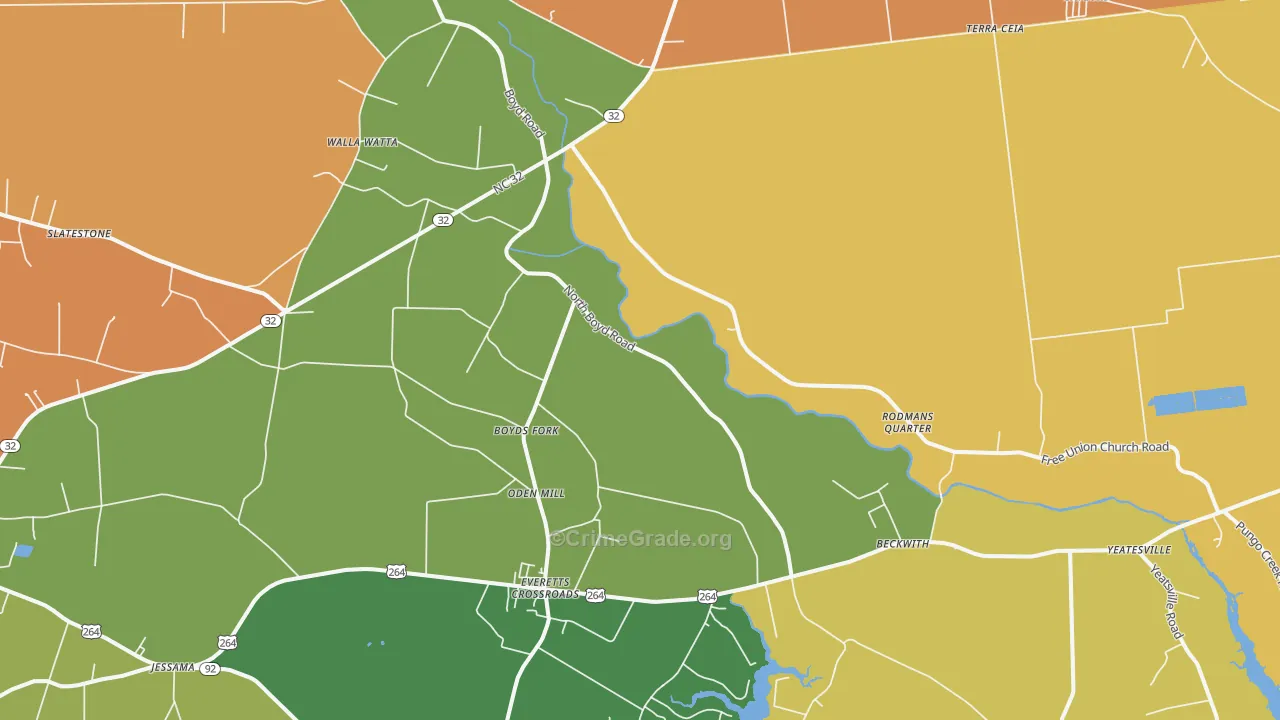Pinetown, NC Map of Vandalism Rates