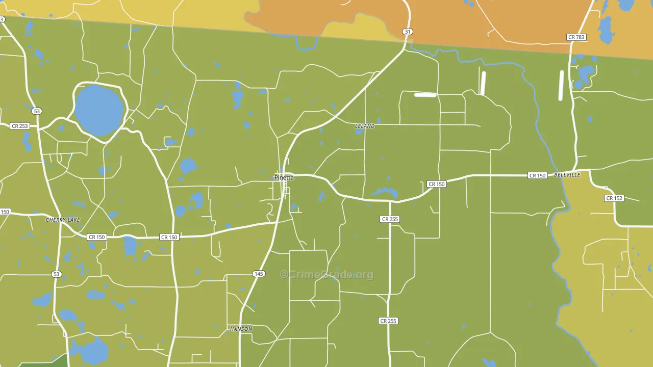 Pinetta, FL Map of Vandalism Rates