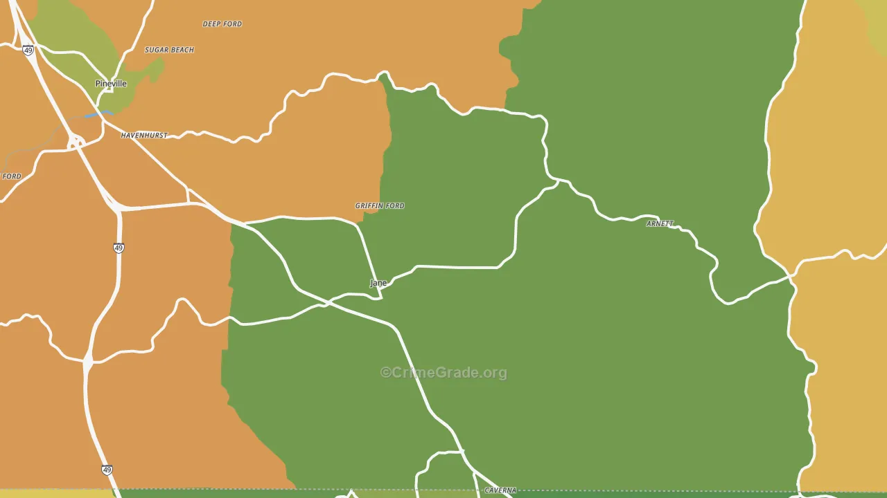 Pineville, MO Map of Vandalism Rates