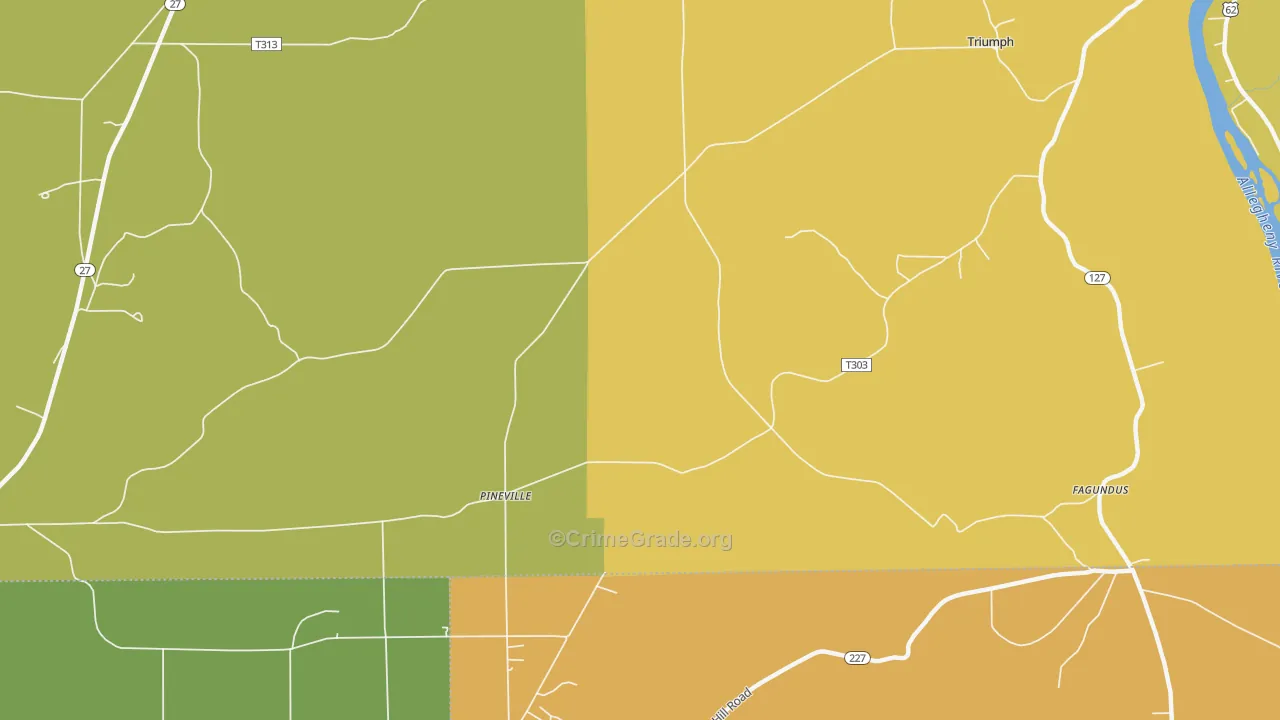 Pineville, PA Map of Vandalism Rates