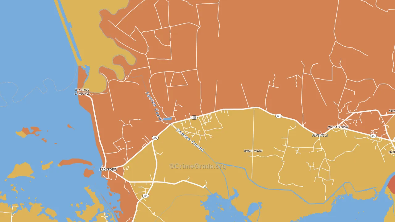 Pineville, SC Map of Vandalism Rates