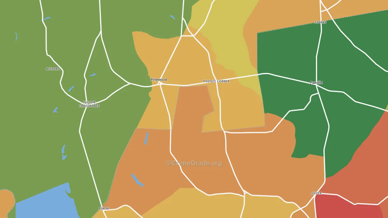 Pinewood, SC Map of Vandalism Rates