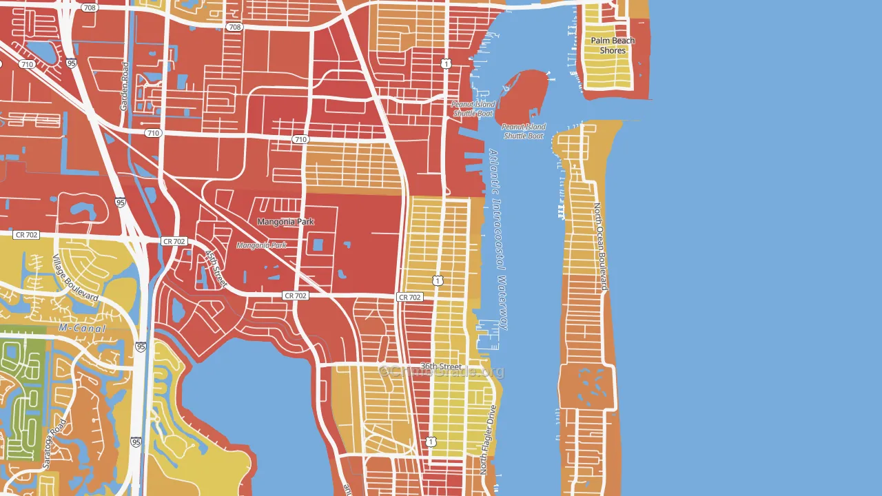 Pinewood-West Palm Beach, West Palm Beach, FL Map of Vandalism Rates