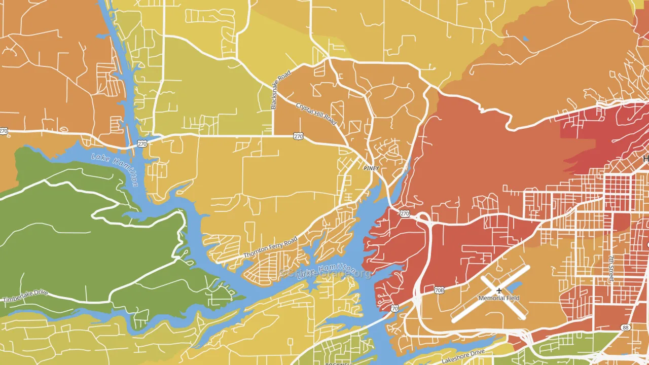 Piney, AR Map of Vandalism Rates