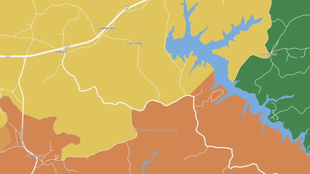 Piney Bend, AL Map of Vandalism Rates