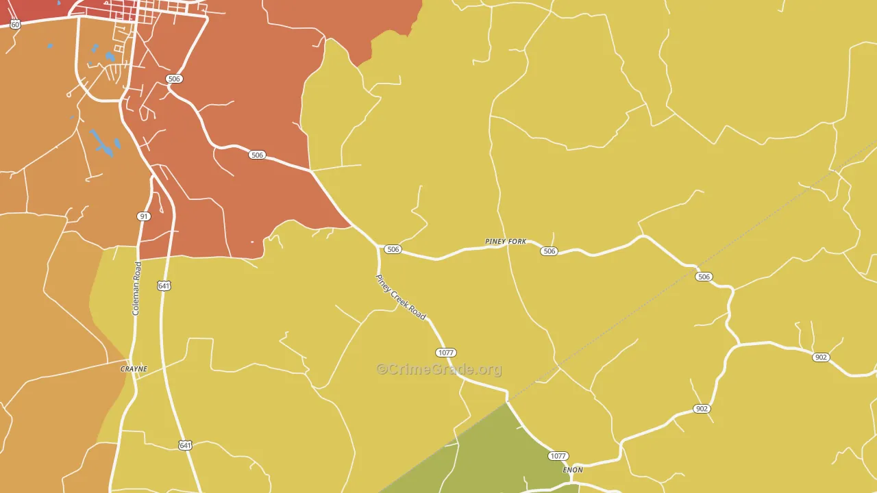 Piney Fork, KY Map of Vandalism Rates
