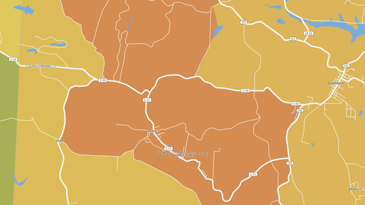Piney Fork, OH Map of Vandalism Rates