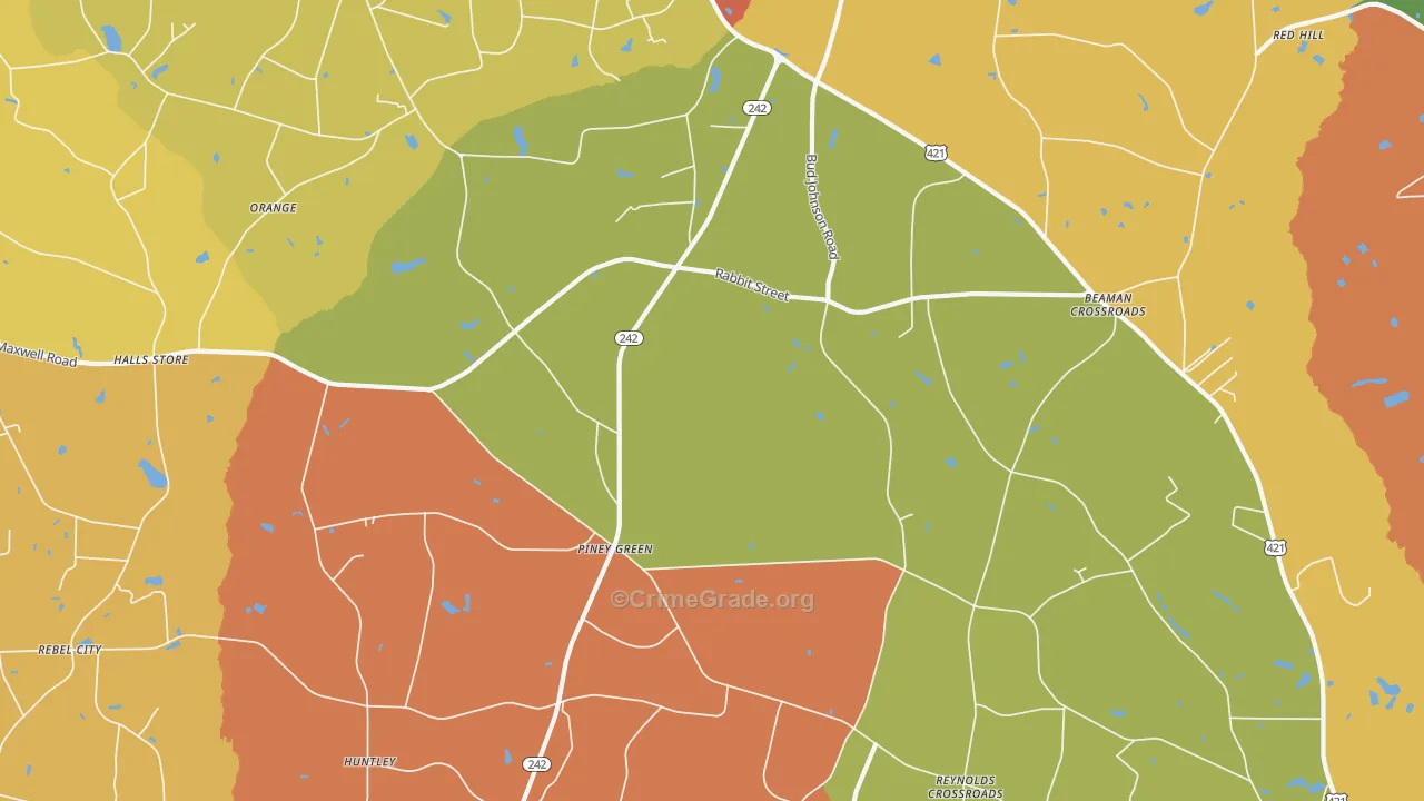 Piney Green, NC Map of Vandalism Rates