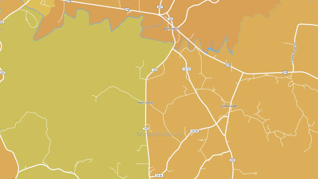 Piney Grove, AL Map of Vandalism Rates