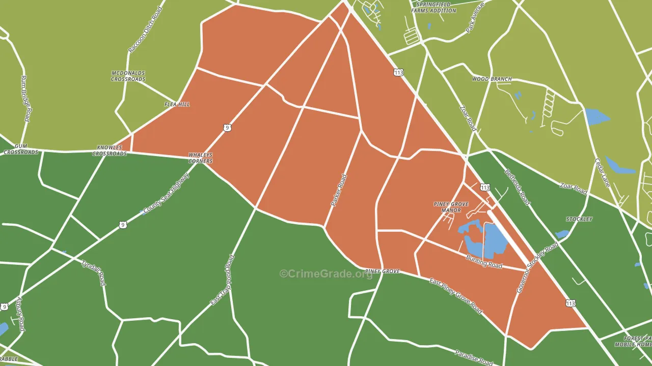 Piney Grove, DE Map of Vandalism Rates