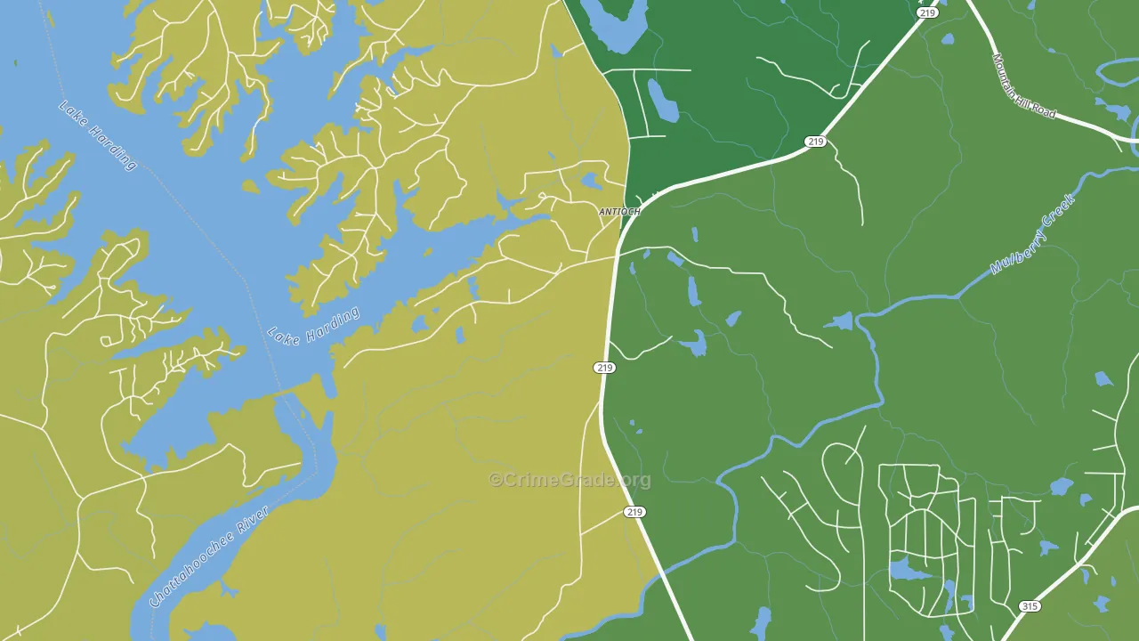 Piney Grove, GA Map of Vandalism Rates
