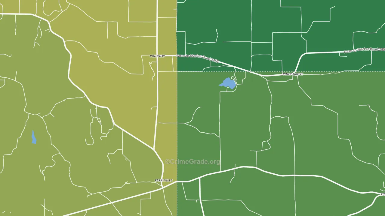 Piney Grove, TX Map of Vandalism Rates