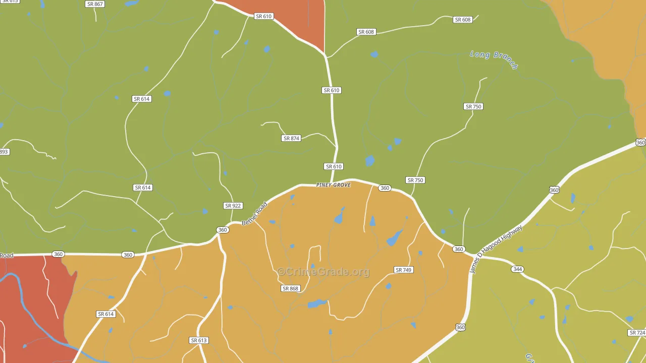 Piney Grove, VA Map of Vandalism Rates