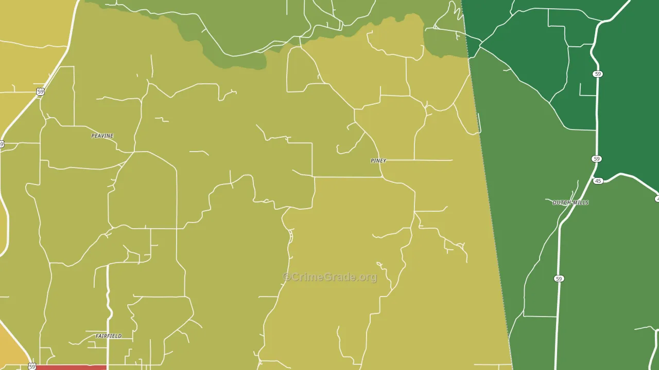 Piney, OK Map of Vandalism Rates