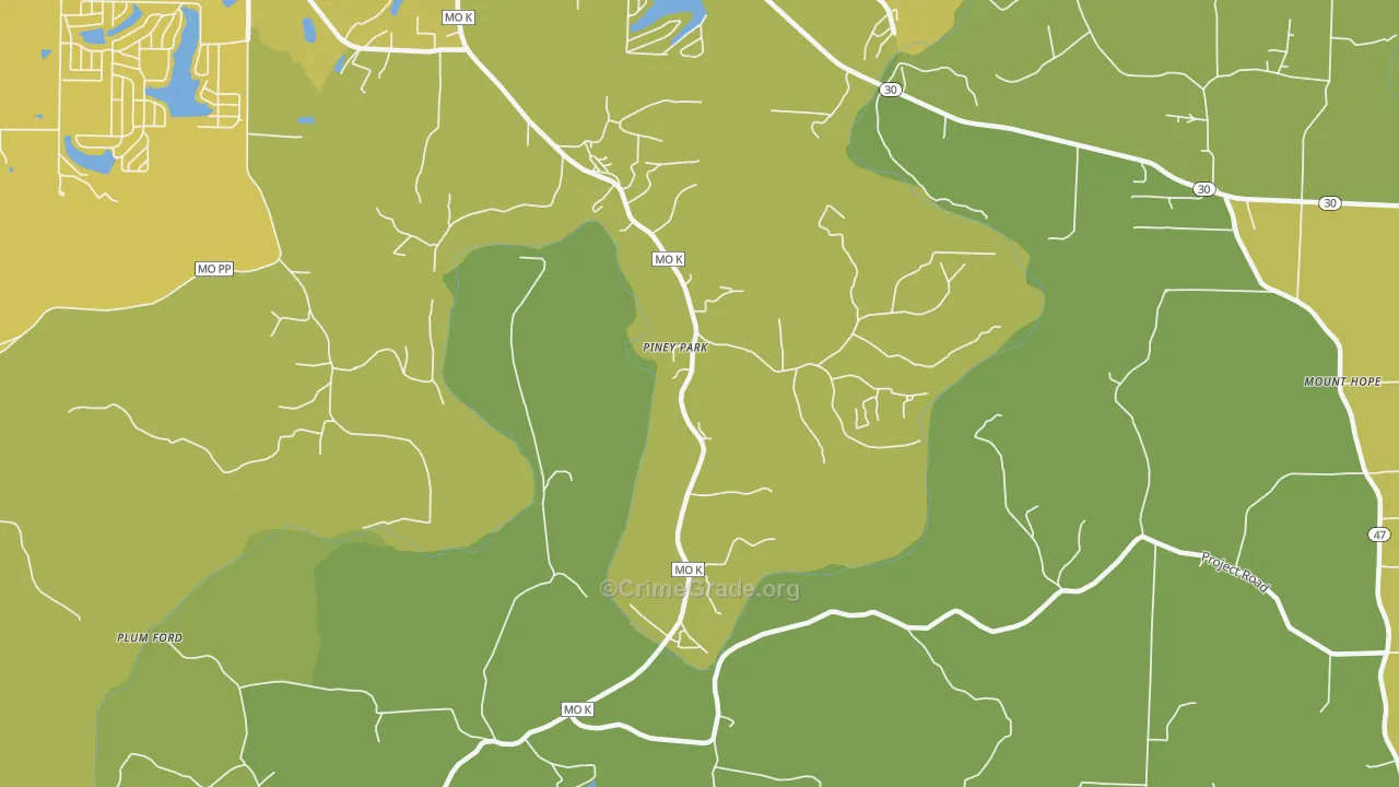 Piney Park, MO Map of Vandalism Rates