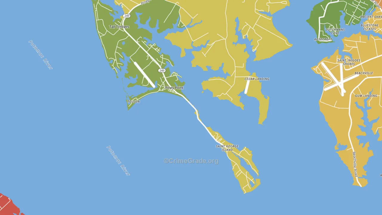 Piney Point, MD Map of Vandalism Rates