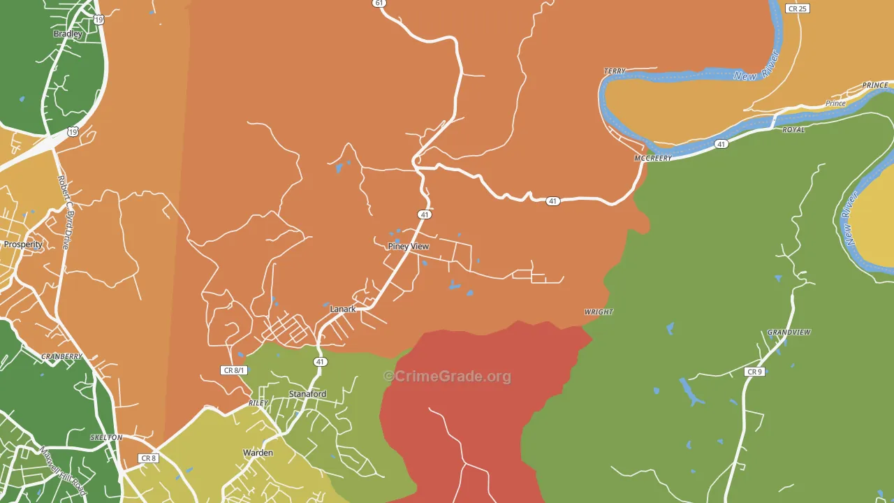 Piney View, WV Map of Vandalism Rates