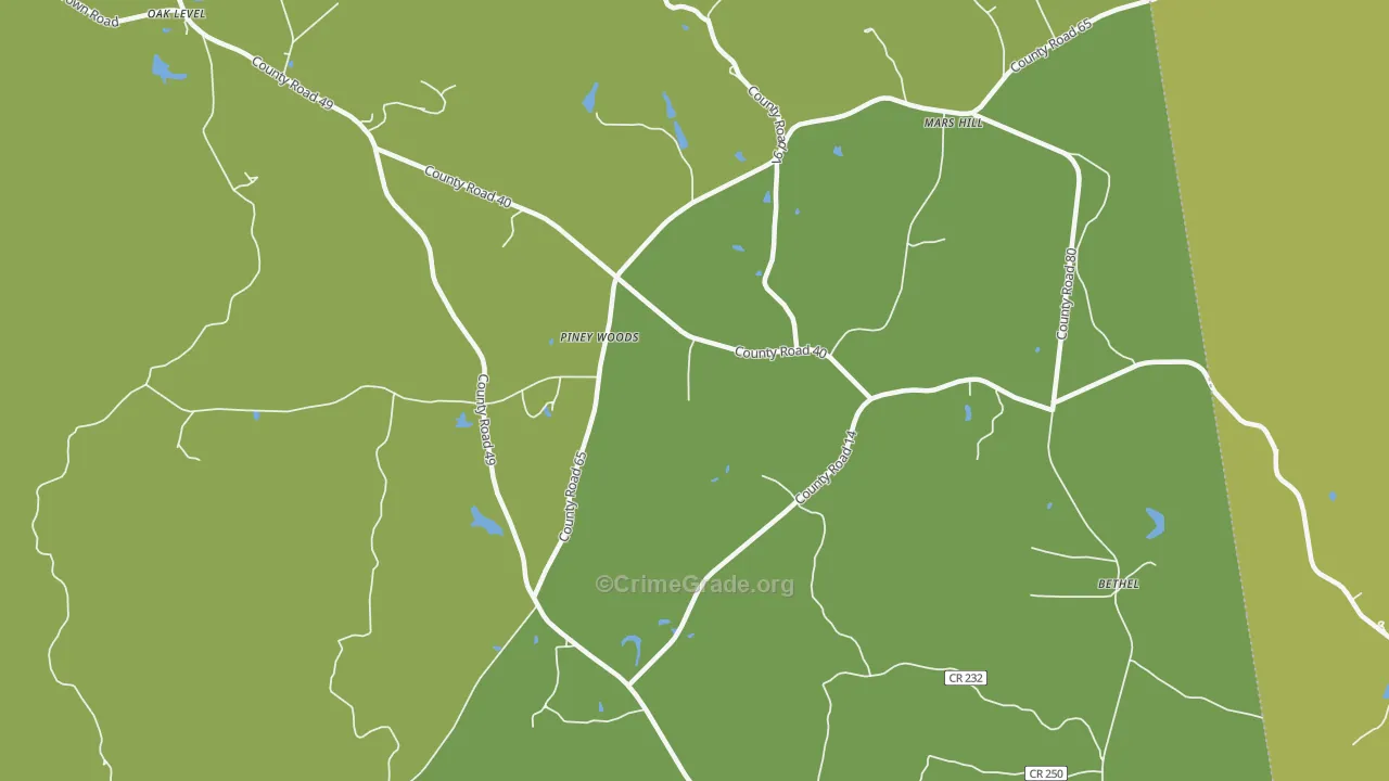 Piney Woods, AL Map of Vandalism Rates