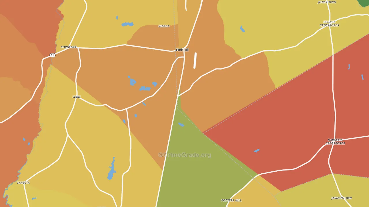 Pink Hill, NC Map of Vandalism Rates