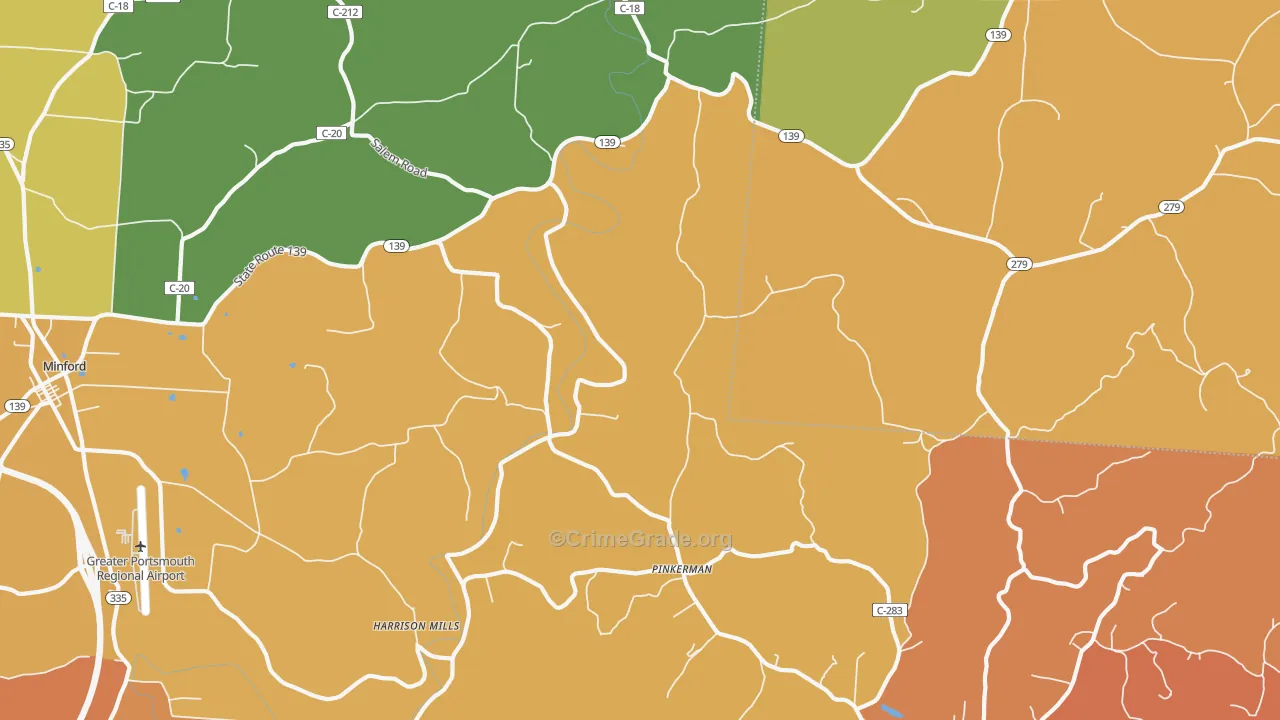 Pinkerman, OH Map of Vandalism Rates