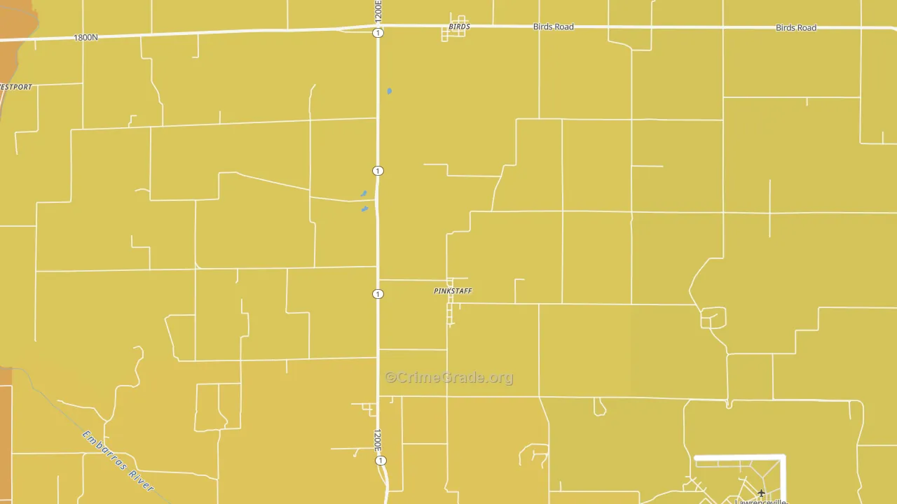 Pinkstaff, IL Map of Vandalism Rates