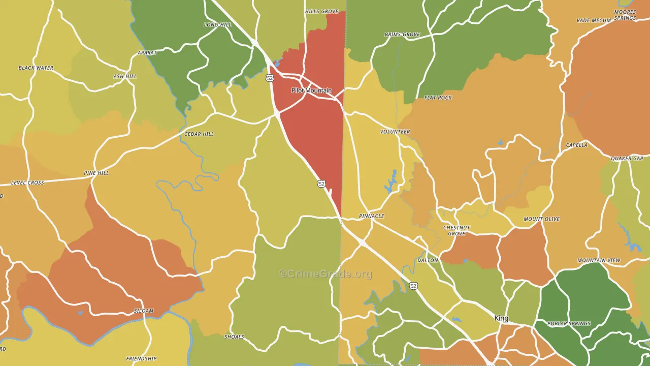 Pinnacle, NC Map of Vandalism Rates