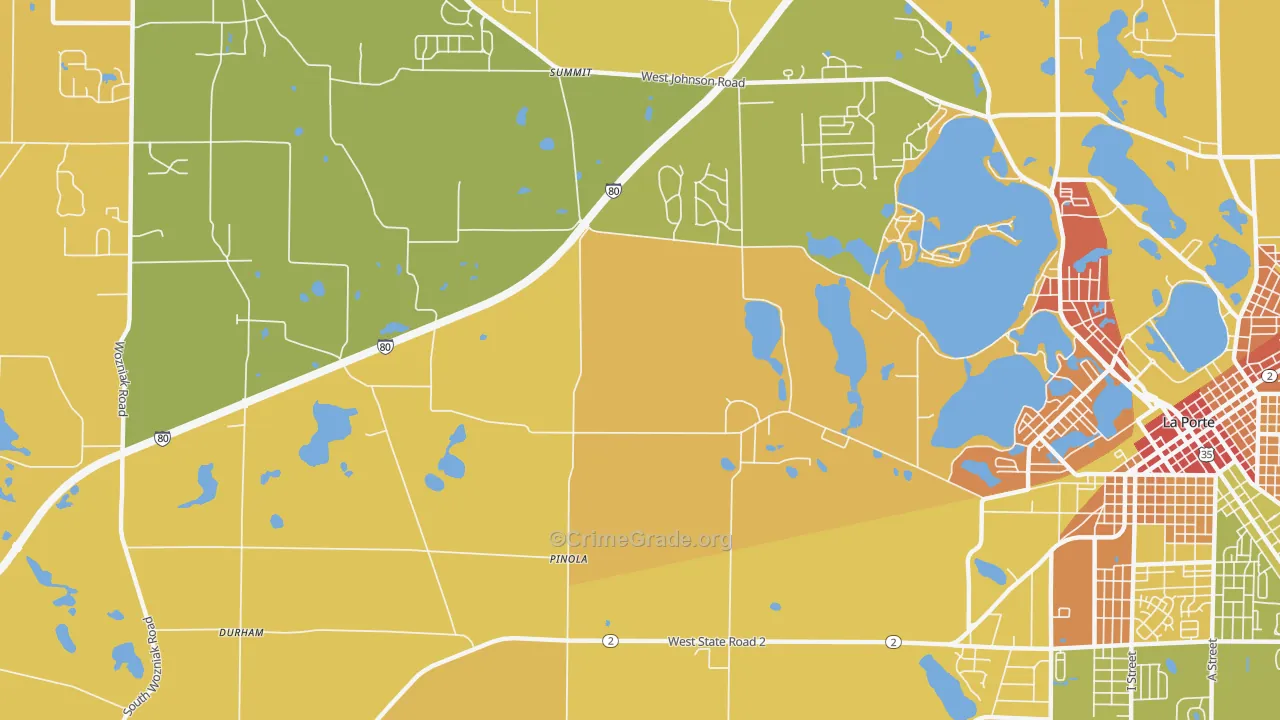 Pinola, IN Map of Vandalism Rates
