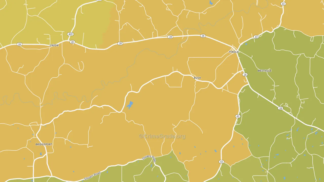 Pinola, MS Map of Vandalism Rates