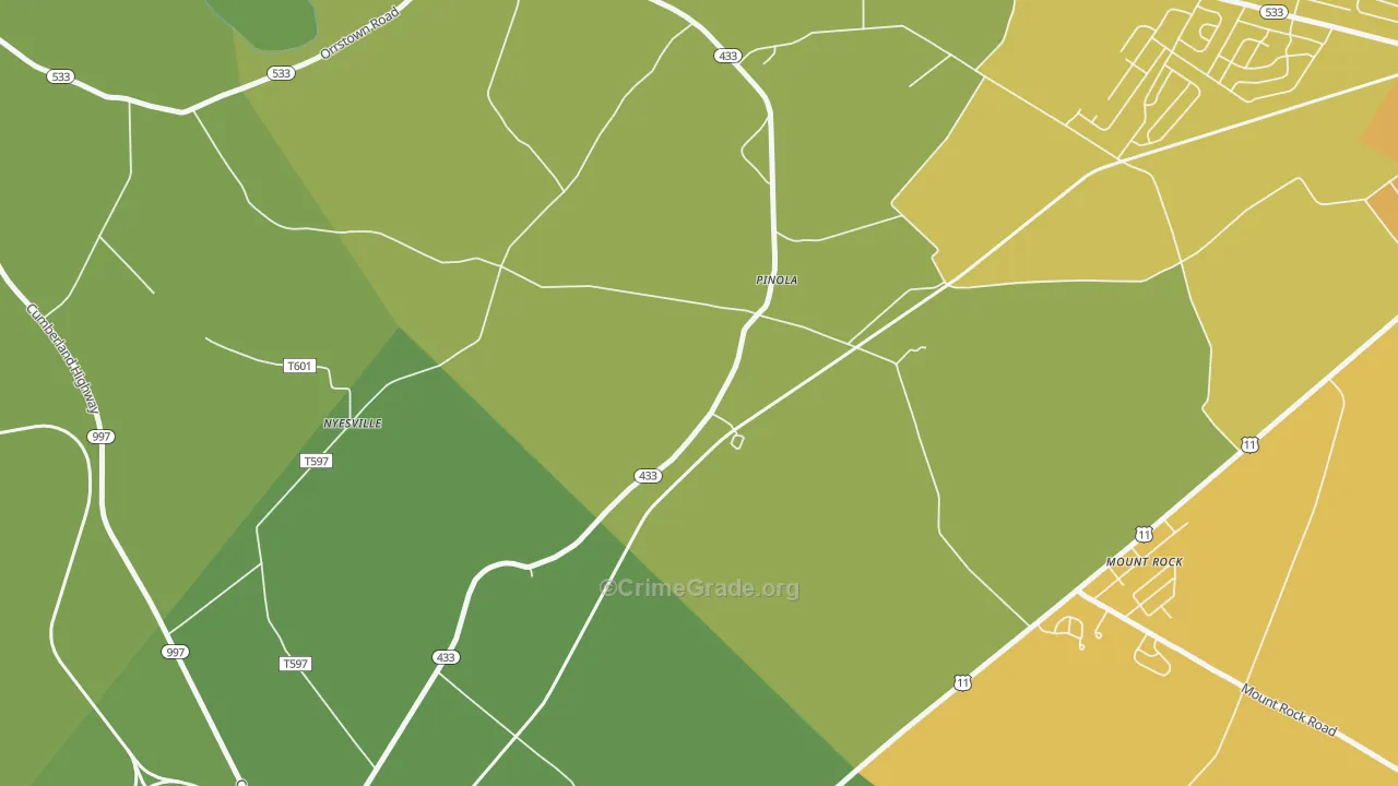 Pinola, PA Map of Vandalism Rates