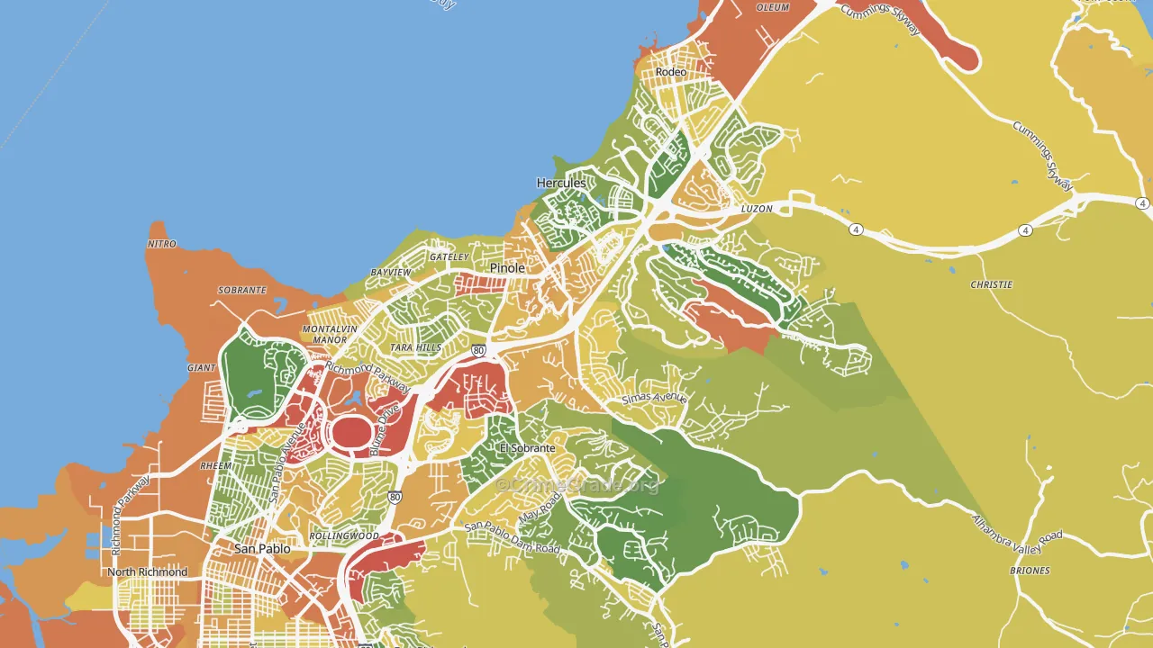 Pinole, CA Map of Vandalism Rates