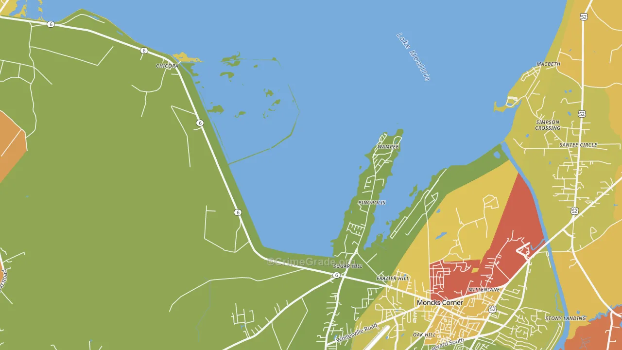 Pinopolis, SC Map of Vandalism Rates