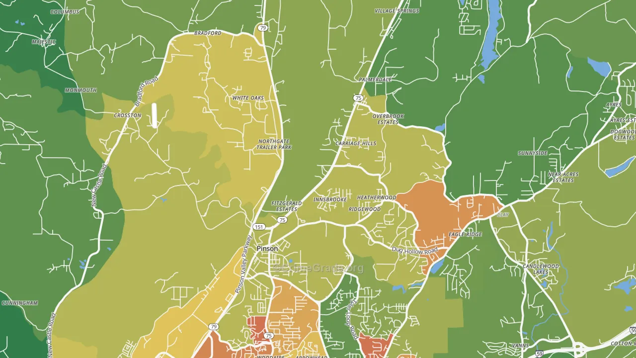Pinson, AL Map of Vandalism Rates