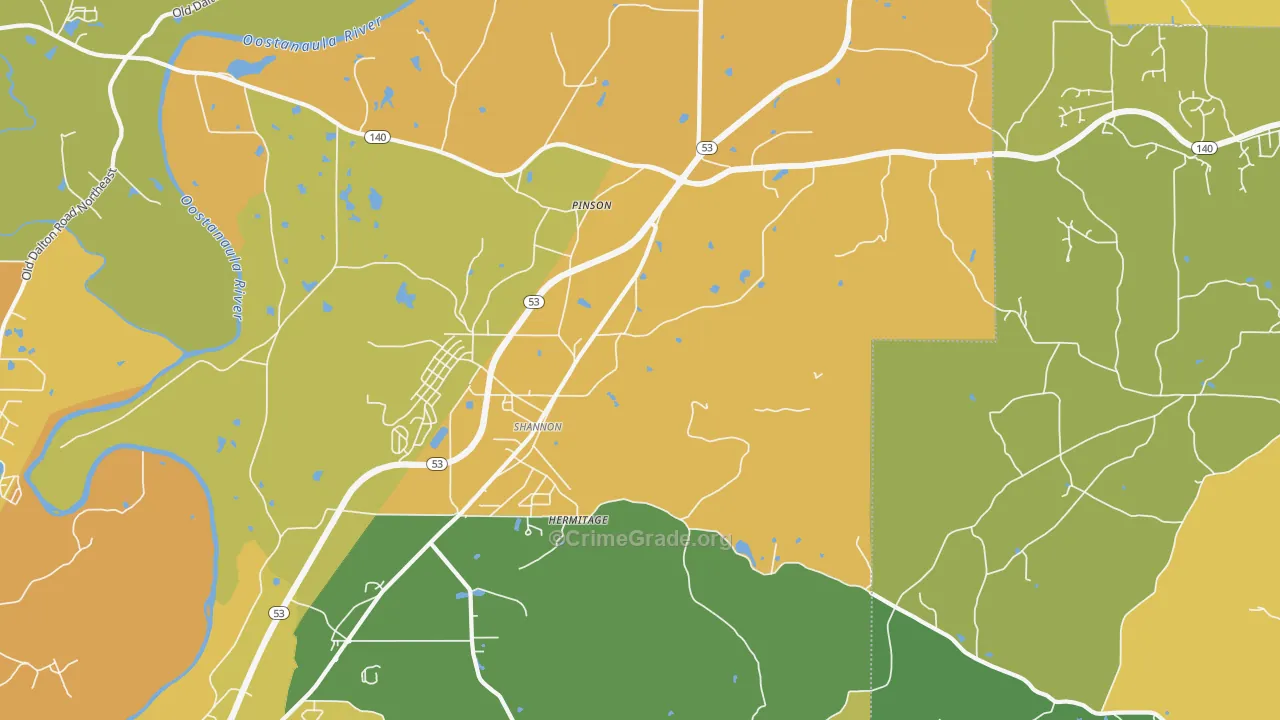 Pinson, GA Map of Vandalism Rates
