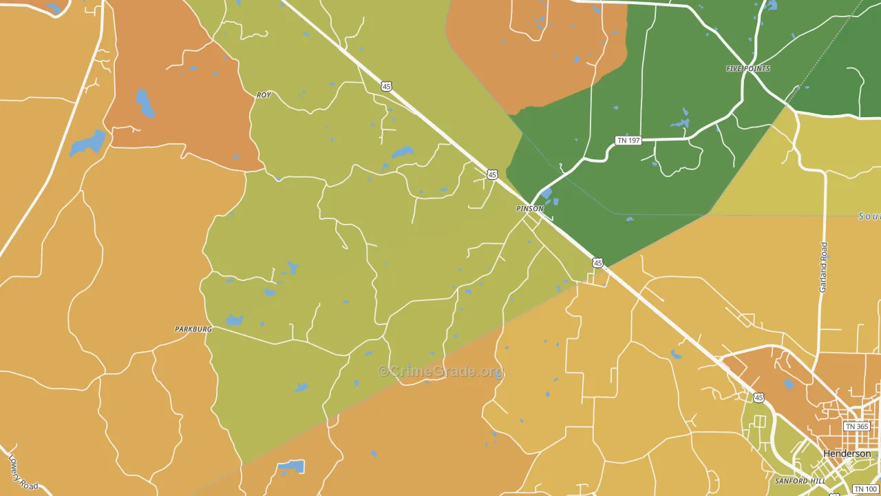 Pinson, TN Map of Vandalism Rates