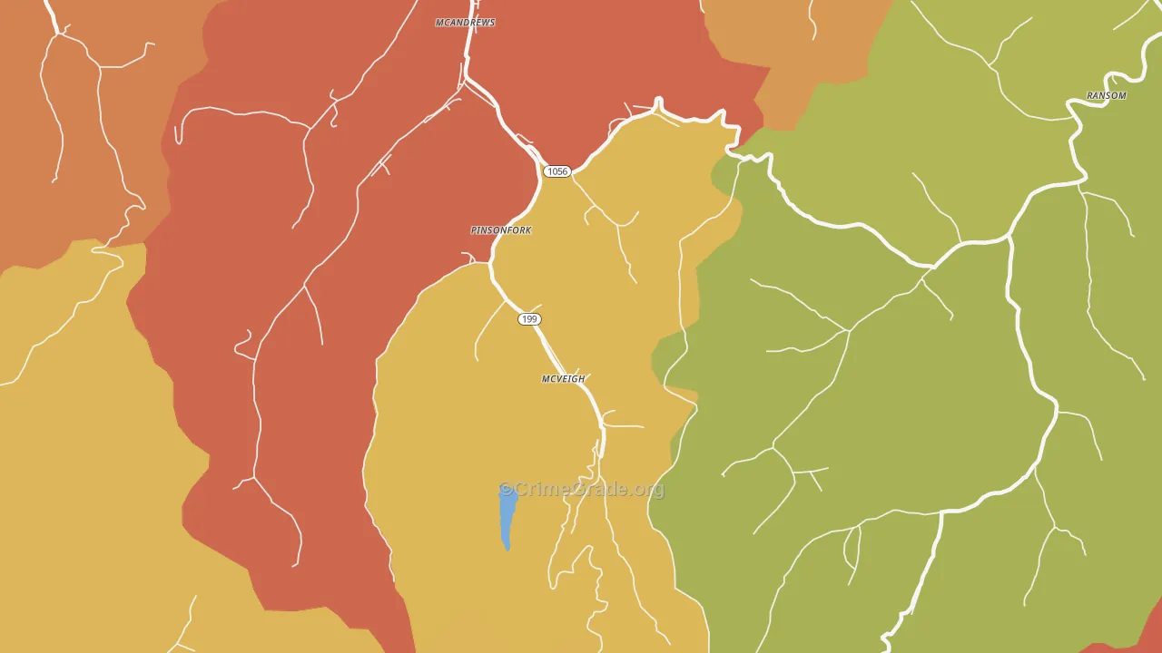 Pinsonfork, KY Map of Vandalism Rates