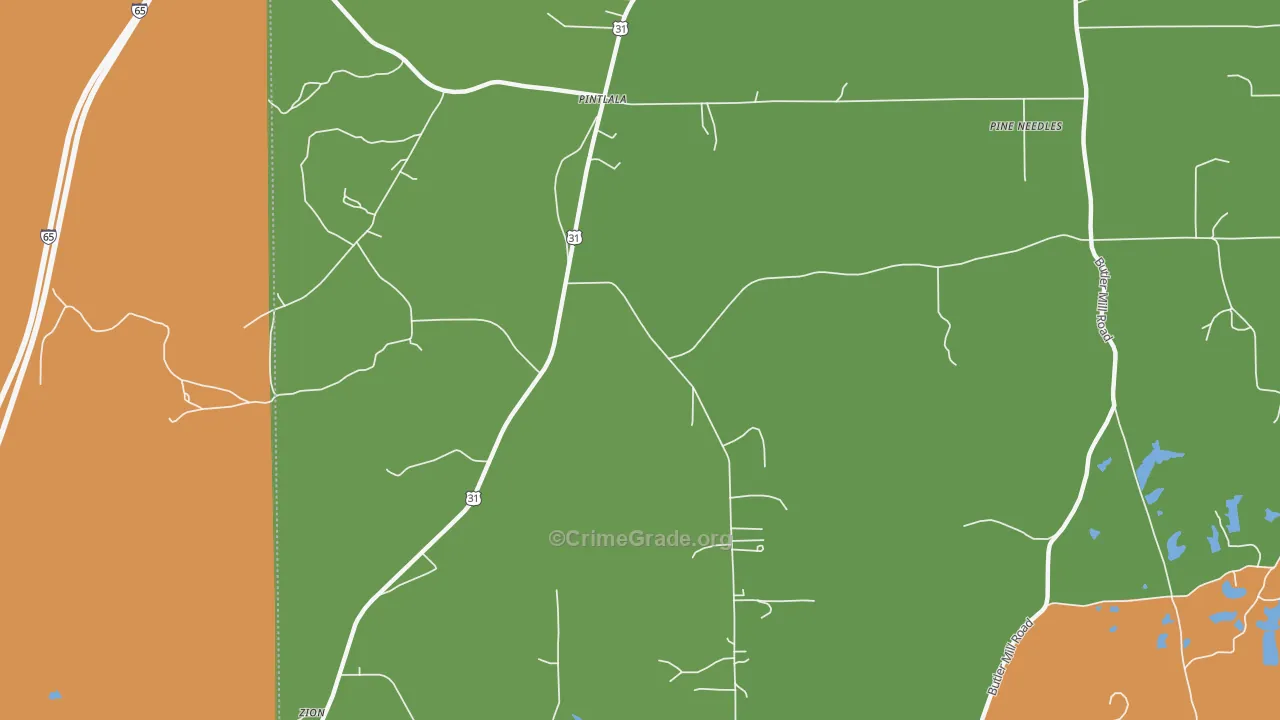 Pintlala, AL Map of Vandalism Rates