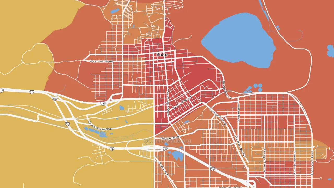 Pioneer, Butte, MT Map of Vandalism Rates