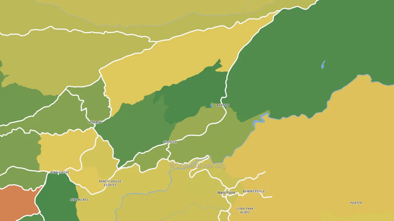 Pioneer, CA Map of Vandalism Rates