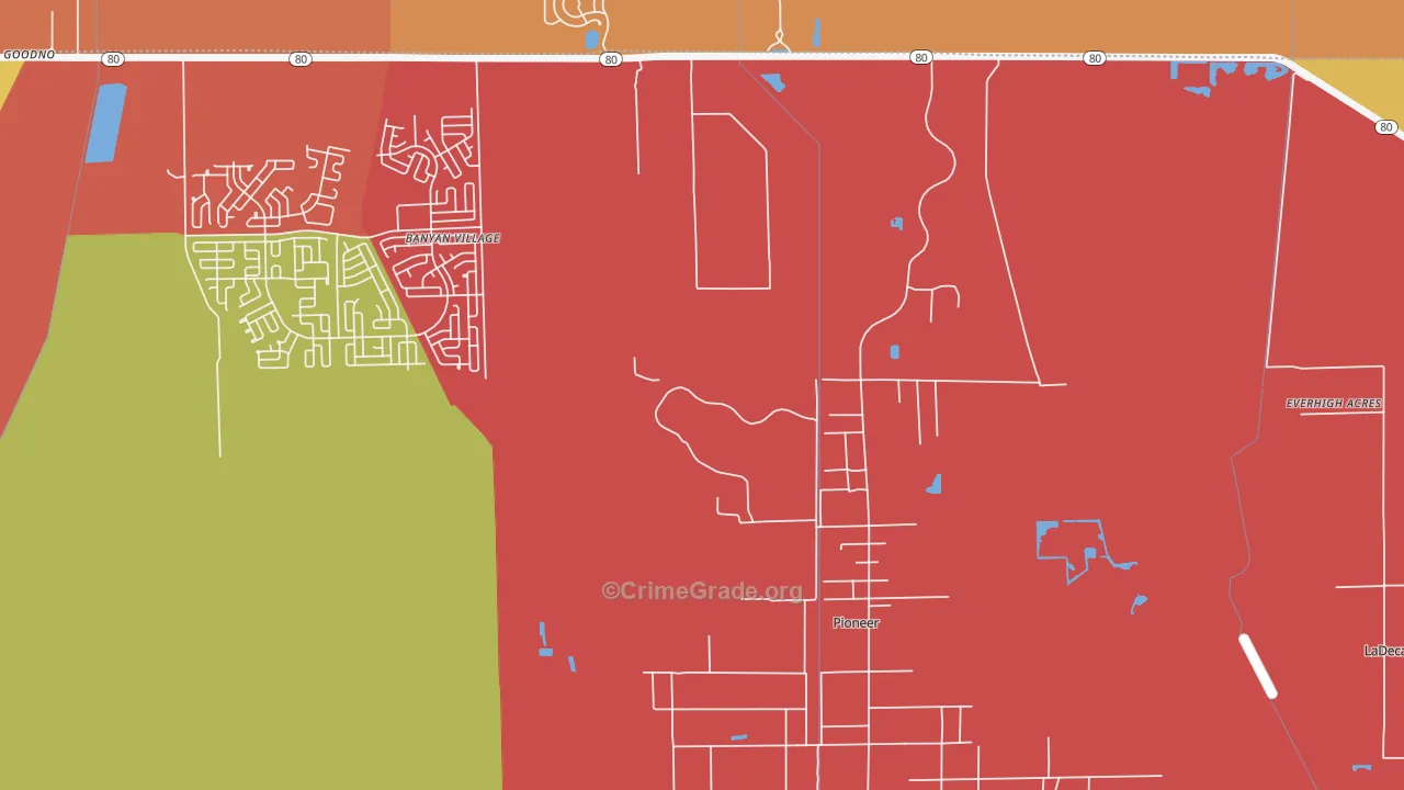 Pioneer, FL Map of Vandalism Rates