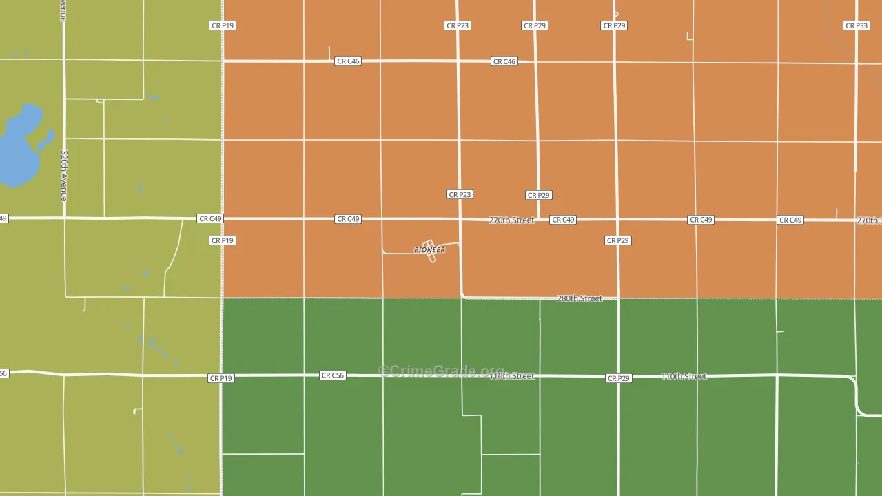 Pioneer, IA Map of Vandalism Rates