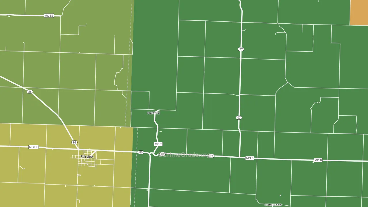 Pioneer, MO Map of Vandalism Rates