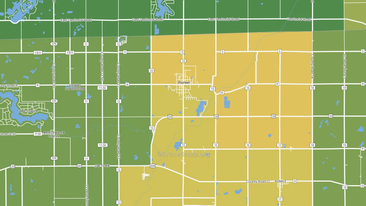 Pioneer, OH Map of Vandalism Rates