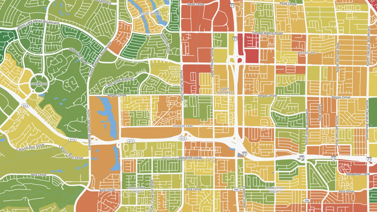 Pioneer Park, Las Vegas, NV Map of Vandalism Rates
