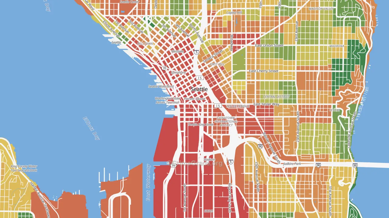 Pioneer Square, Seattle, WA Map of Vandalism Rates