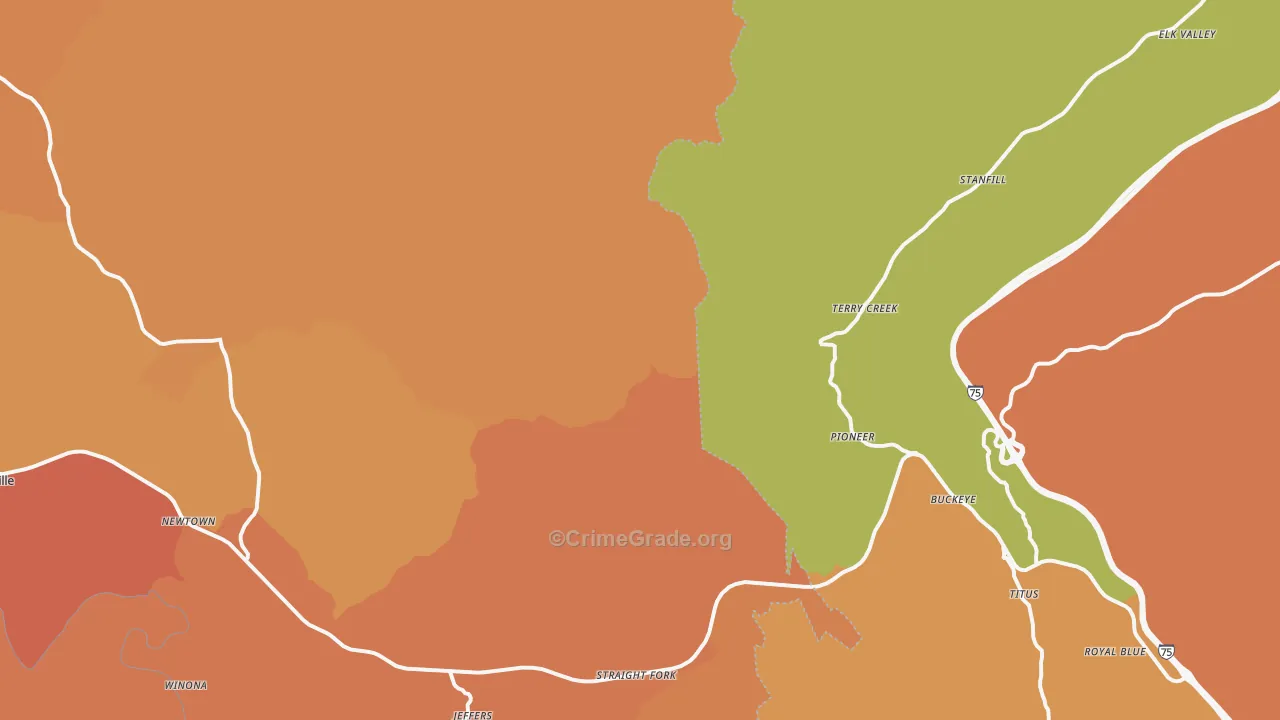 Pioneer, TN Map of Vandalism Rates