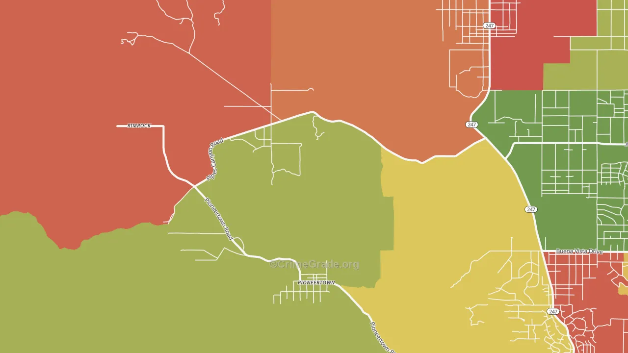 Pioneertown, CA Map of Vandalism Rates