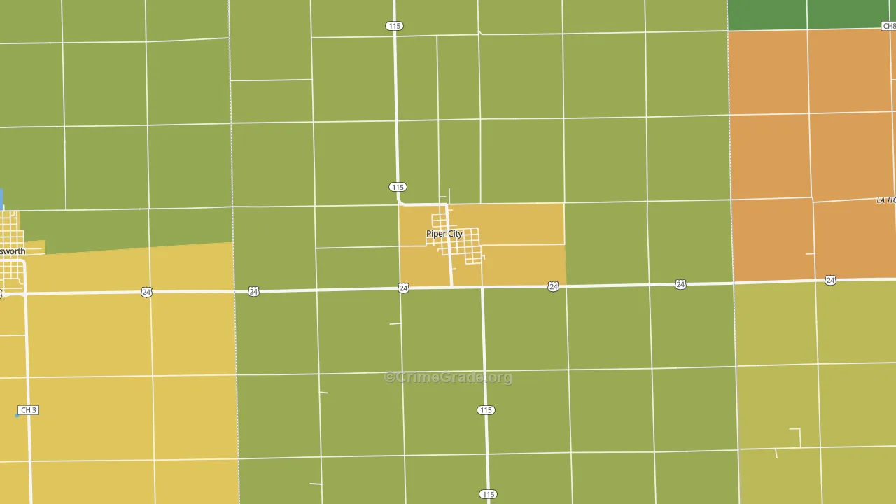 Piper City, IL Map of Vandalism Rates